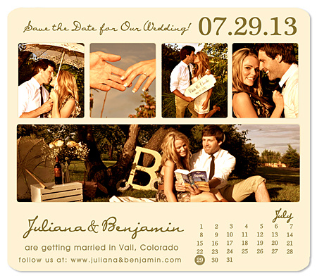 "5-Photo Calendar Collage" Save the Date Magnet